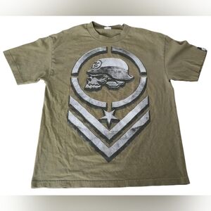 Vintage Metal Mulisha Men's Large Graphic Shirt Military Green Skull Biker